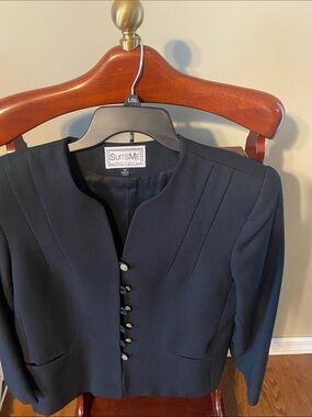 Vintage Black Women's Button-Front Blazer Jacket